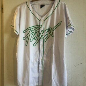 Men Uniform Style Shirt Short Sleeve Akquire #12 White Green Button Front XXL